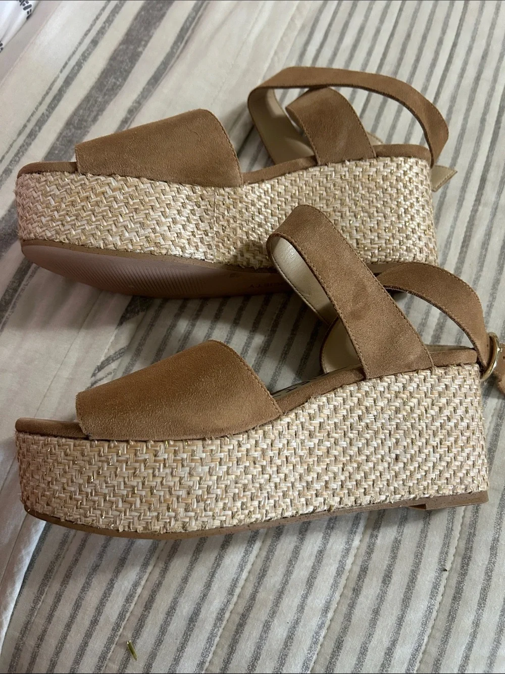 Society Camel Suede Wedge Sandals